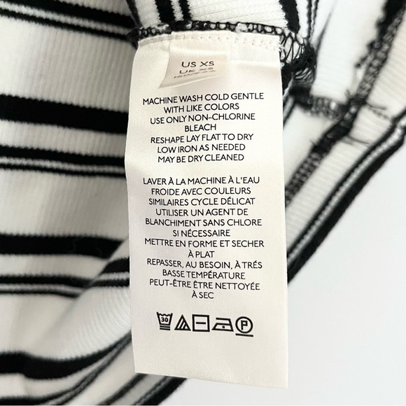 NWT Anthropologie Maeve Women's Stripe Mock Neck Ribbed Top Black White XS‎ - Picture 9 of 10